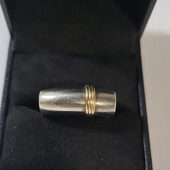 Vintage Unisex Ring Silver And 14kGold Ring - Picture 1 of 9
